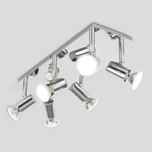 6 Way Ceiling Spot Light Chrome LED GU10 Adjustable Kitchen Spotlight Bar Lamp - Picture 8 of 17
