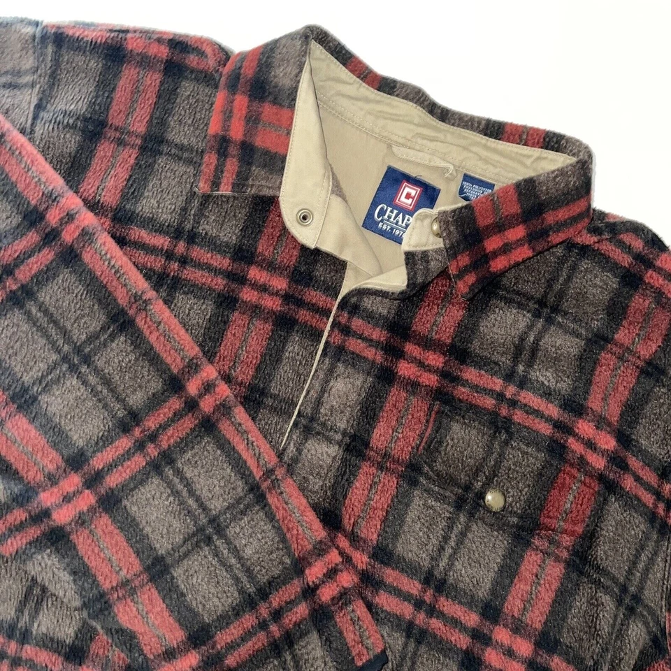 CHAPS Pullover Mens XL Orange/Brown Half Snap Sweater Fleece Hiking - Image 2 of 4