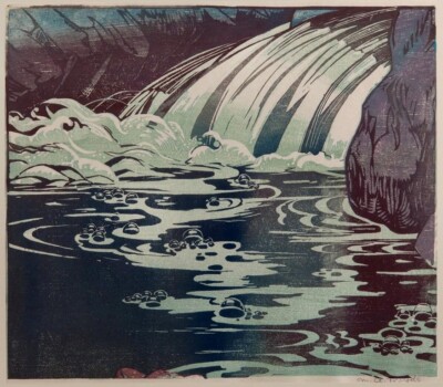 Rippling Water Mabel Royds 1931 Color Woodcut Light Movement