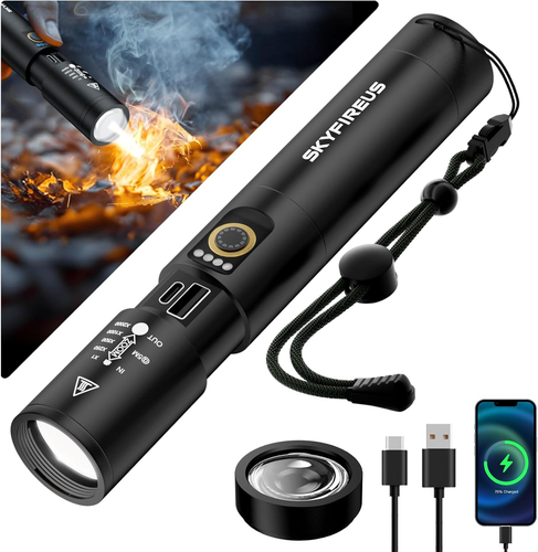 SKYFIRE Torcia LED Ricaricabile con Lente di Accensione,5000 lumen... - Foto 2 di 7