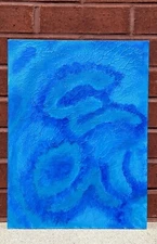 Pollock Style Painting Abstract Art OOAK Expressionism Primitive Blue Figurative