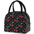 Cute Cherry Dots Pattern Reusable Lunch Tote Bag Insulated Thermal Cooler Con...