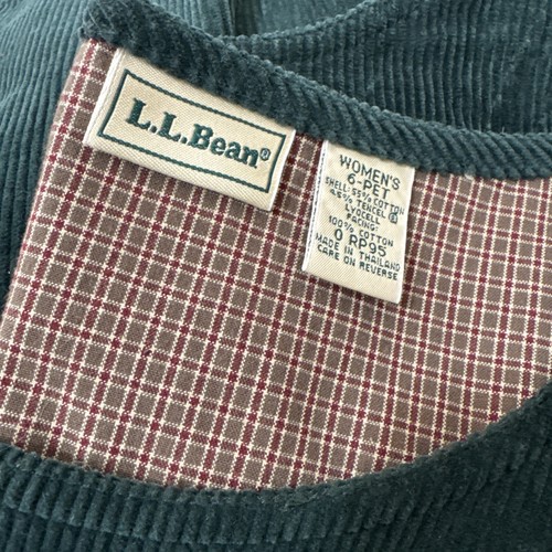 Vintage LL Bean Green Corduroy Jumper Midi Dress Sz 6 Petite Excellent! - Picture 5 of 7