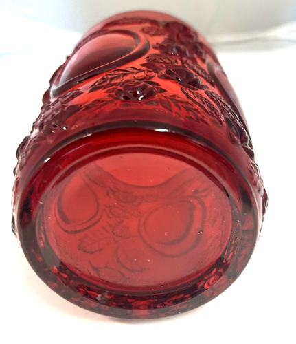 MIRRORS and ROSES Ruby Red PICKLE CASTOR JAR, No Lid L G WRIGHT VGC - Picture 4 of 5