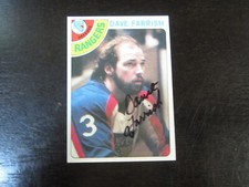1978-79 Topps # 41 Dave Farrish Autograph Signed Auto Card (M2) New York Rangers