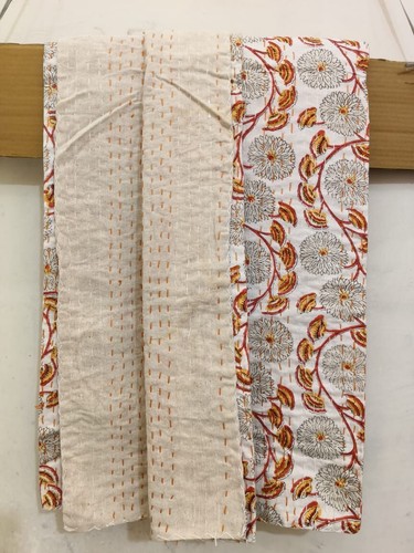 Beautifull Hand block printed floral Vintage kantha Blanket Gudari Throw quilt - Picture 2 of 3