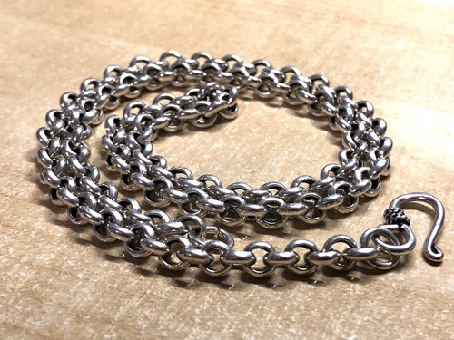 Solid 925 Sterling Silver Mens 5mm Rolo Belcher Chain Clasp Necklace 60cm - Picture 7 of 9