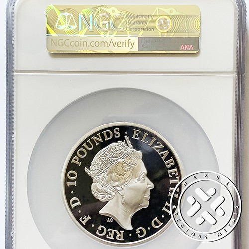2018 NGC PF 68 ULTRA CAMEO 10 OZ SILVER PROOF COIN QUEEN BEASTS RED DRAGON - Picture 2 of 6