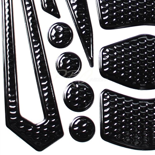 24PC Perforated Black Fuel Tank Pad+5.75"Logo Fender Emblem Sticker for Kawasaki - Picture 5 of 6