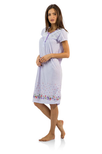 Casual Nights Women's Fancy Lace Flower Dots Short Sleeve Nightgown - Picture 18 of 20