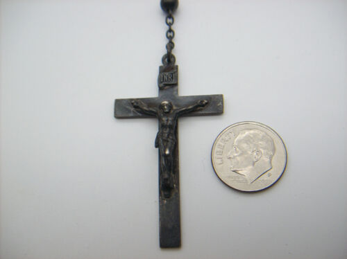 Vintage Sterling Silver Textured Bead Rosary, Catholic Sterling Rosary, VERY OLD - Picture 11 of 20