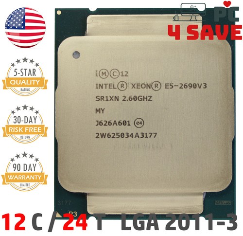 Intel Xeon E5-2690 V3 CPU 12-Cores 2.6 GHz 30MB LGA 2011-3 R3 Server SR1XN 135W - Picture 1 of 2
