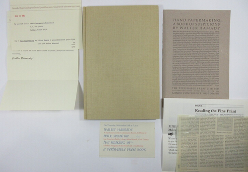 RARE LTD ED "Papermaking by Hand" Walter Hamady SIGNED Letter + Ephemera 1982 HB - Picture 1 of 10