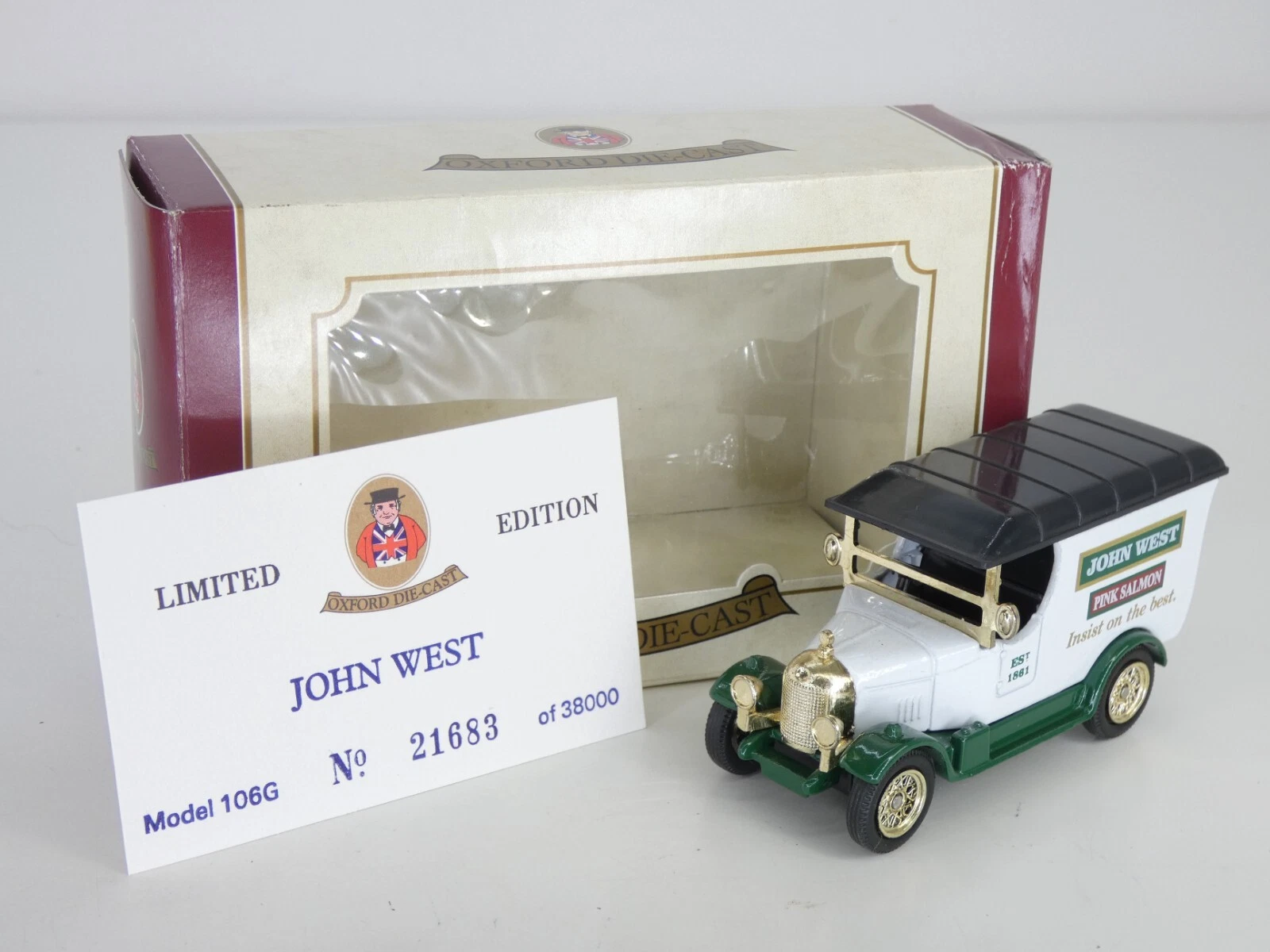 VANS Camion Oxford John West Morris Bullnose edizione limitata modellino auto furgone in scatola