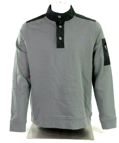 Mens Nero Untuckit Cotton Henley Sweater Large Grigio Tasca 100 Gomitiera qddSaCP