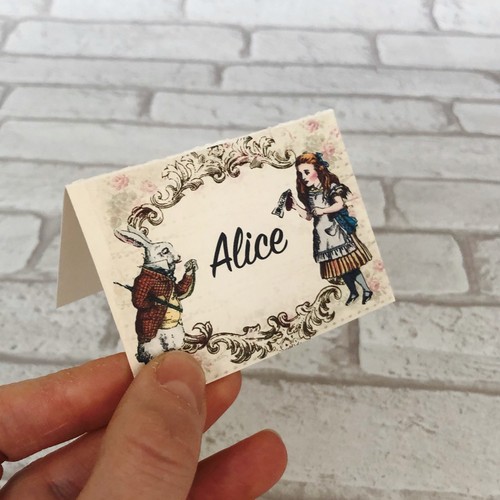 Alice In Wonderland Wedding Table Place Name Cards Guest - Set Of 10 - Picture 4 of 5