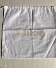 Authen Chloe White small Dust Bag logo New