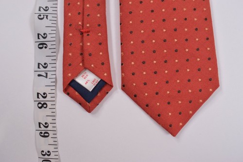Altea Neck Tie NWT Orange with Black Dots Silk Blend - Picture 4 of 7