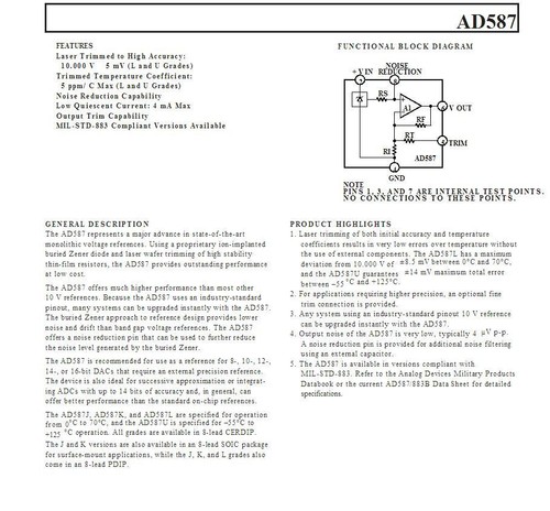 1 Piezas AD587LN Alta Precisión 10 V Referencia AD587  - Imagen 2 de 2
