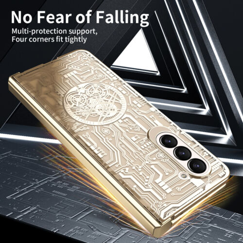 For Samsung Galaxy Z Fold 6 5/4/3 Mechanical Plating Hinge Case+Screen Protector - Picture 23 of 61