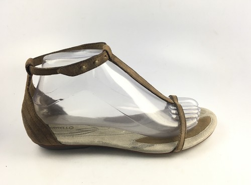Merrell Clove J08608 braune Damen-Ledersandale mit Knöchelriemen Größe 7 US