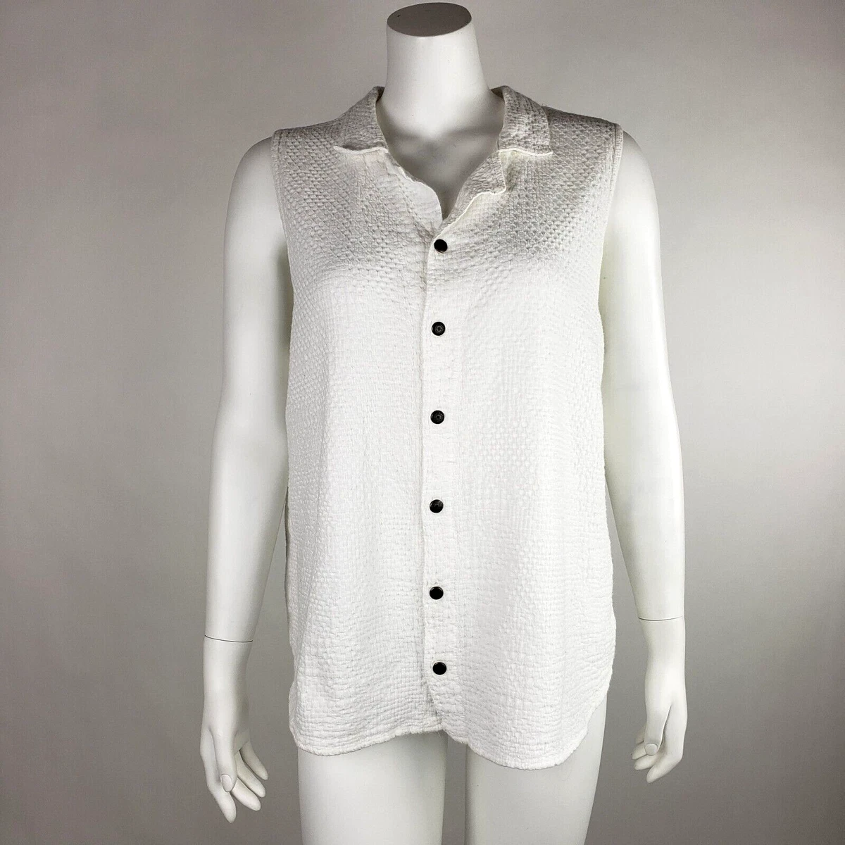 Ezze Wear Waffle Cotton Top Blouse Sleeveless White Size Large Click Diamond