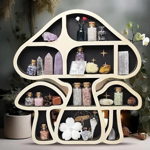 Wood Display Shelf Wall Decor Crystal Display Stand Essential Oil Storage Rack - Picture 7 of 8