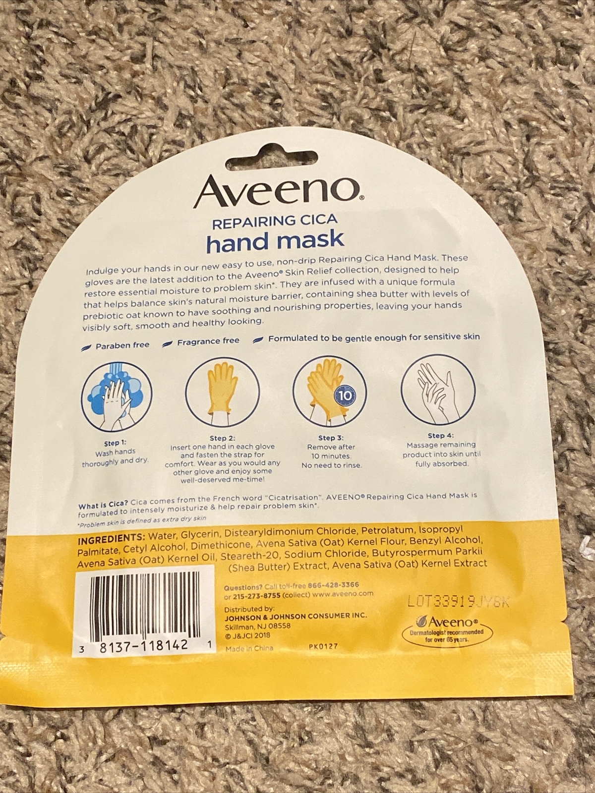 Aveeno Repairing Cica Hand Mask Gloves Oat and Shea Butter Moisturizing Dry Skin eBay