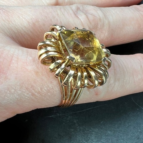 Anillo retro de cóctel de primavera de oro amarillo de 18 quilates citrino de 8,42 quilates - Imagen 10 de 24