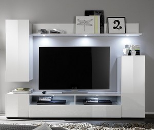 Anbauwand Dos weiß hochglanz Wohnwand Wohnzimmer Schrank Schrankwand ... Anbauwand Dos weiß hochglanz Wohnwand Wohnzimmer Schrank Schrankwand ...