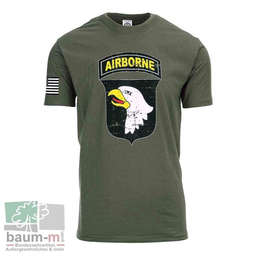 T-Shirt 101st Airborne - USA von Fostex® kurzarm Unterhemd Sommer Herren grün - Picture 6 of 30