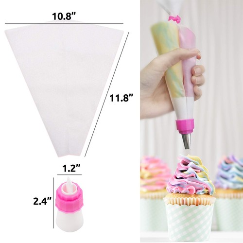 38pcs Silicone Pastry Bags Set 9pcs 3 Sizes Reusable Icing Piping Bags With 2pcs - Picture 3 of 7