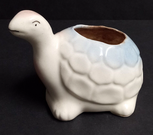 USA Pottery Ceramic Turtle Planter Nursery Vintage Figurine 5.5"w x 4"h c1950s - Picture 1 of 6