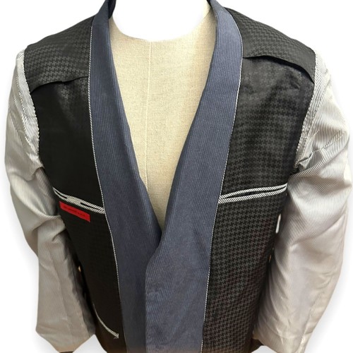44R John Varvatos Peak Lapel Blazer Coat Jacket Cotton Linen Navy Pinstripe 56EU - Picture 13 of 15