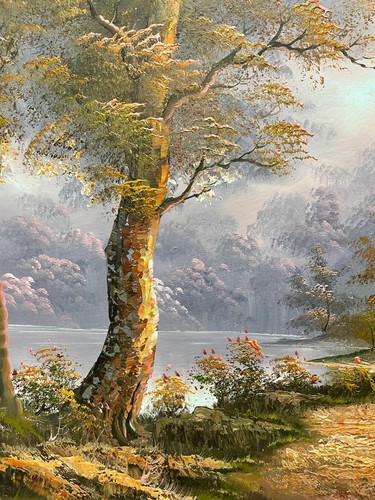 Hungryartist - Dipinto ad olio originale del paesaggio stile Bob Ross su tela 20x24 - Foto 4 di 6