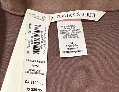 VICTORIA’S SECRET Juego de Pijama Mujer’s M Luxe Satén Doble Pecho Largo 2 Piezas PJ - Imagen 4 de 7