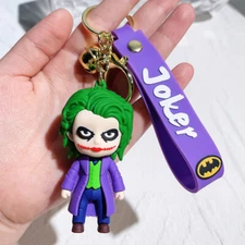 DC Joker Batman 3D Silicone Keychain Key Chain Ring Pendant Game New
