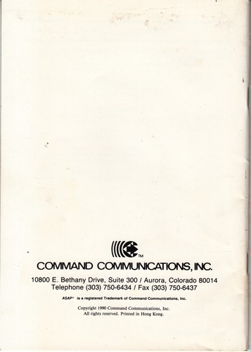 COMMAND COMMUNICATIONS INC - ASAP TF 555 - INSTALLATION AND OPERATORS GUIDE - Picture 2 of 10
