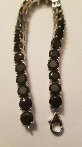 20.16 CT CREATED BLUE SAPPHIRE 925 STERLING SILVER TENNIS BRACELET 6.5" - Picture 4 of 6