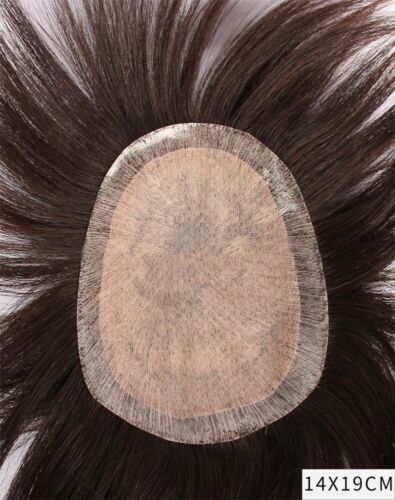 Invisible Bangs Real Human Hair Hairpiece Straight Toupee Topper Wig For Men - Picture 11 of 12