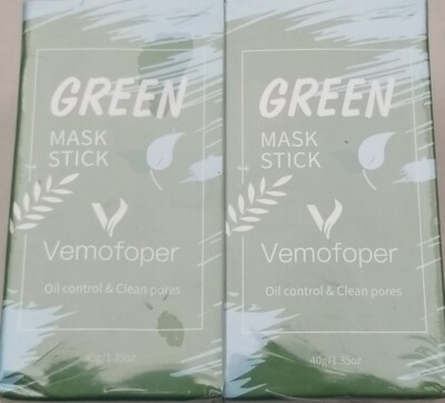 (2) Green Tea Mask Sticks For Face Purifying Clay Mask Sticks Vemofoper