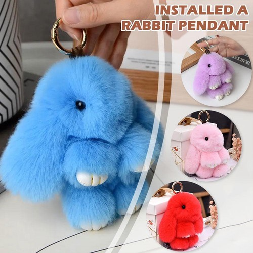 Key tag Key chain Cute Cartoon Anime Rabbit Fur Funny Toy Car Key Ring - Picture 3 of 14