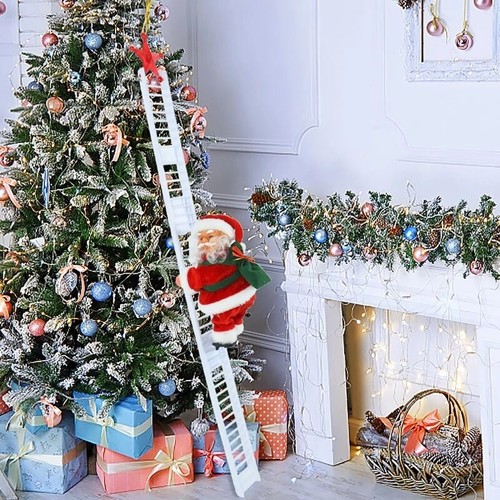 Plüsch Weihnachtsmann Elektrische Weihnachtsmann Klettern Leiter Puppe Spielzeug - Bild 8 von 12