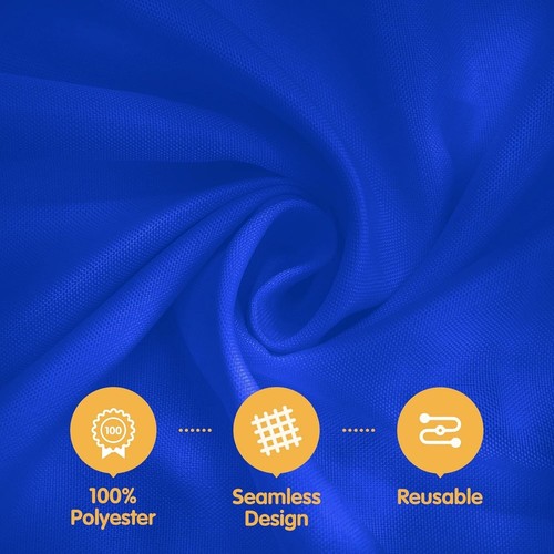 132-Inch Round Waterproof Royal Blue Table Covers - Machine Washable 4 Pack - Picture 4 of 9