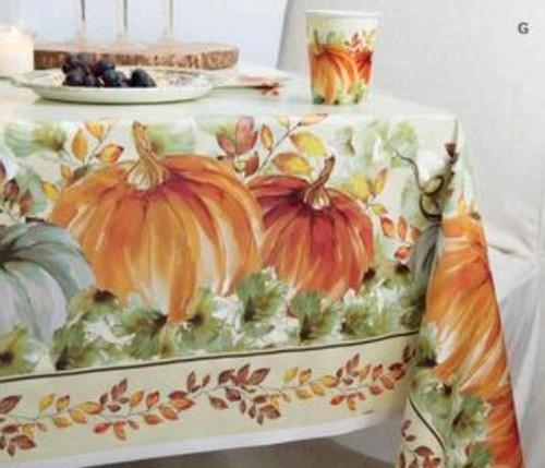 Aquarell Herbst Kürbis Kunststoff Tischdecke 54 x 84 - Bild 1 von 3