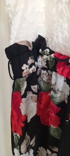 Rue21 LARGE Black Floral Wide Leg One Piece Jumpsuit, V-Neck Spaghetti Strap NWT - Picture 21 of 24