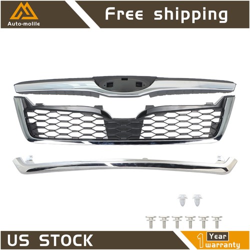 Conjunto de rejilla de parachoques superior delantero parrilla cromada para Subaru Forester 2014-2018 - Imagen 2 de 11