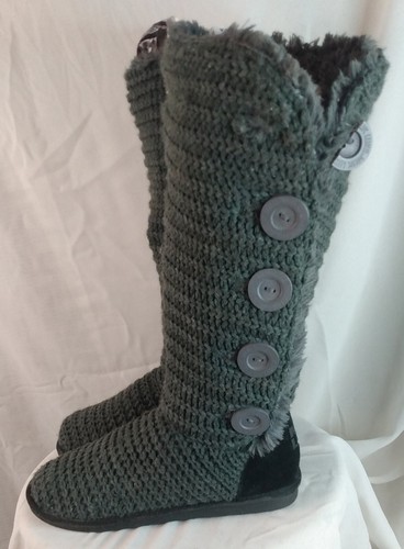 Muk Luks WOMEN'S Gray Acrylic Classic Knitted Sweater Tall Boots Size 8 WPL6134 - Picture 7 of 16