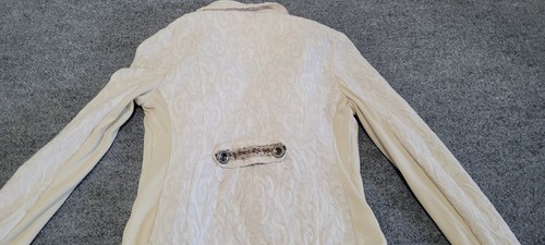 Free People Blazer Jacke Damen Größe 2 cremefarben Rüschen Boho gefüttert - Bild 21 von 24