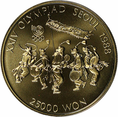 1986 South Korea 25,000 Won Olympics Folk Dance 1/2 oz Gold